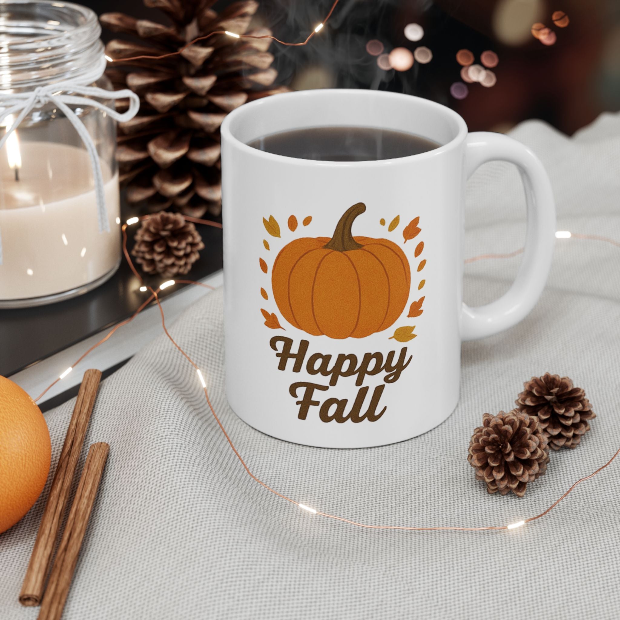 Cozy Fall-Inspired Ceramic Mug, Autumn Coffee Cup, Inspirational Gift, Thanksgiving Tea Mug, Harvest Decor